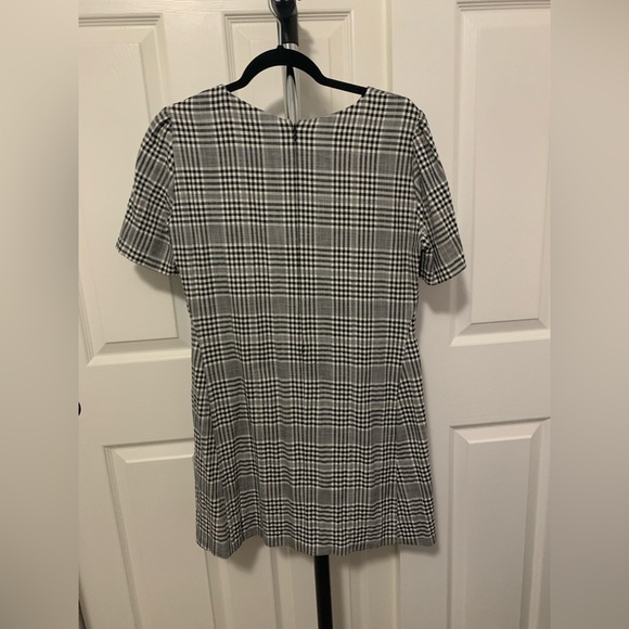 Zara Gingham Plaid Shift Dress Cap Sleeve Black & cream - Picture 3 of 6
